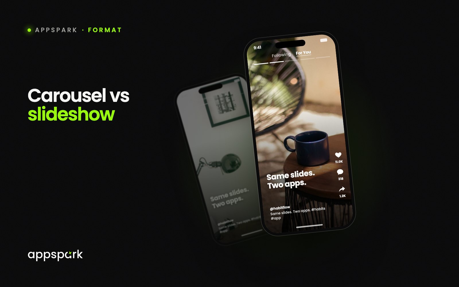 Two phones showing the same post on Instagram and TikTok